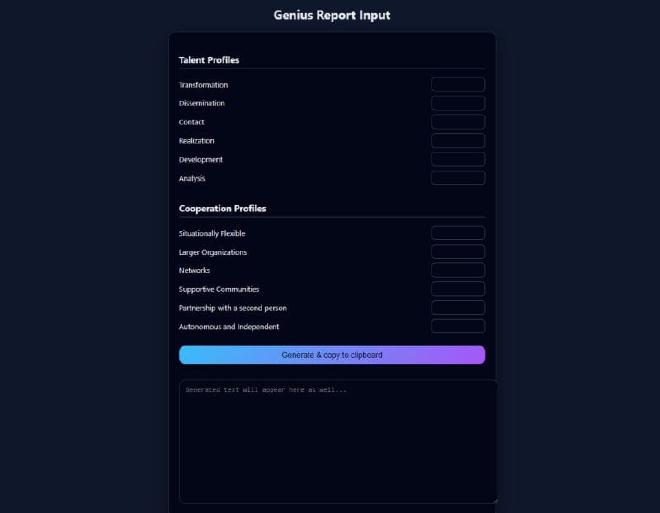 Genius Report HTML tool