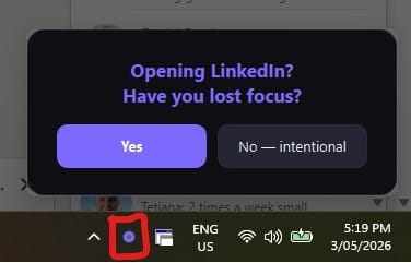 Have you lost focus alert